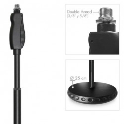 ΒΑΣΗ ΜΙΚΡΟΦΩΝΟΥ PM-40 ΜΕ ΜΗΧΑΝΙΣΜΟ ONE HAND BLACK ΣΤΡΟΓΓΥΛΗ ΒΑΣΗ