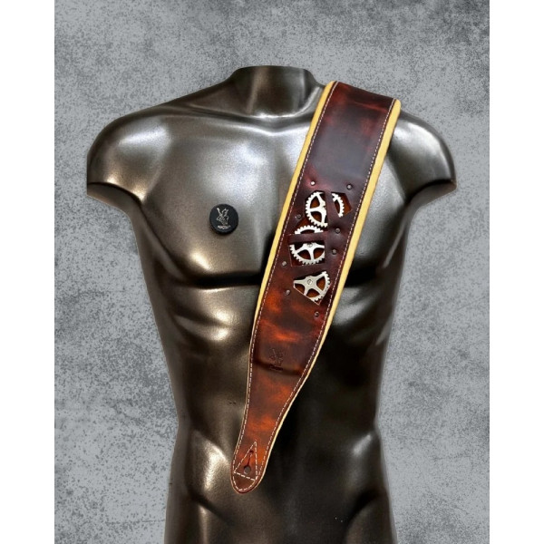 ΖΩΝΗ MINOTAUR ΔΕΡΜΑΤΙΝΗ ΚΙΘΑΡΑΣ - ΜΠΑΣΣΟΥ STEAMPUNK TIMEMAKER WIDE BLACK 363189 BR