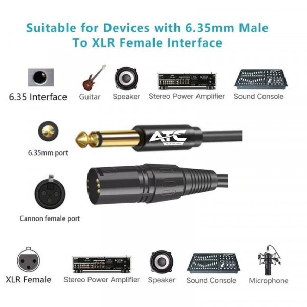ΚΑΛΩΔΙΟ ATC HQ XLR ΑΡΣ-ΚΑΡΦΙ MONO 6.35MM 2M