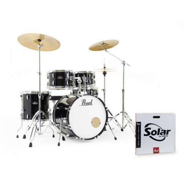 DRUM SET PEARL ROADSHOW PLUS JET BLACK 20" ΜΕ ΒΑΣΕΙΣ ΚΑΙ ΠΙΑΤΙΝΙΑ RS-505BC