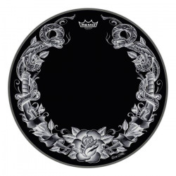 ΔΕΡΜΑ  REMO POWERSTROKE TATTOO DRAGONROSE ON BLK GRAPHIC 22' BASS'