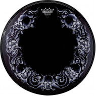 ΔΕΡΜΑ  REMO POWERSTROKE TATTOO SKULLS ON BLACK GRAPHIC 22'' BASS