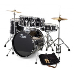 DRUM SET PEARL ROADSHOW JET BLACK 20" ΜΕ ΒΑΣΕΙΣ ΚΑΙ ΠΙΑΤΙΝΙΑ RS-505C 