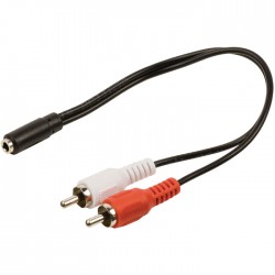 ΚΑΛΩΔΙΟ SUN ΚΑΡΦΙ 3.5mm STEREO ΘΗΛ - 2RCA ΑΡΣ  20cm.  VLAP-22255